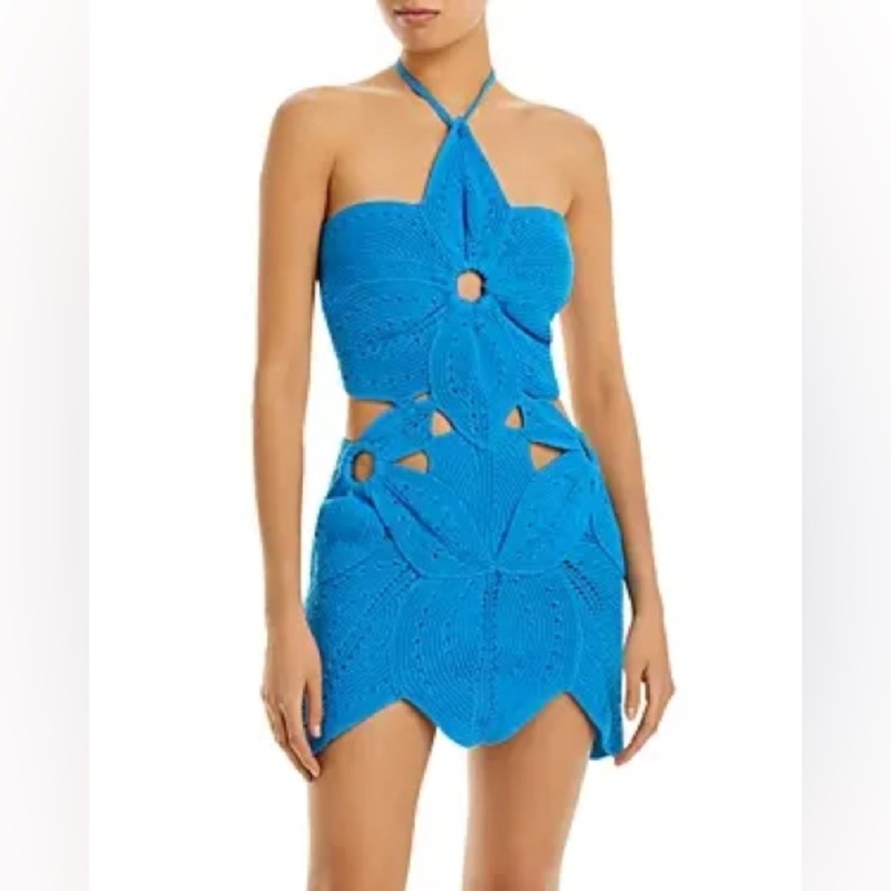 Cult Gaia Floreana Cotton Crochet Halter Mini Dress Size XL - Picture 5 of 13